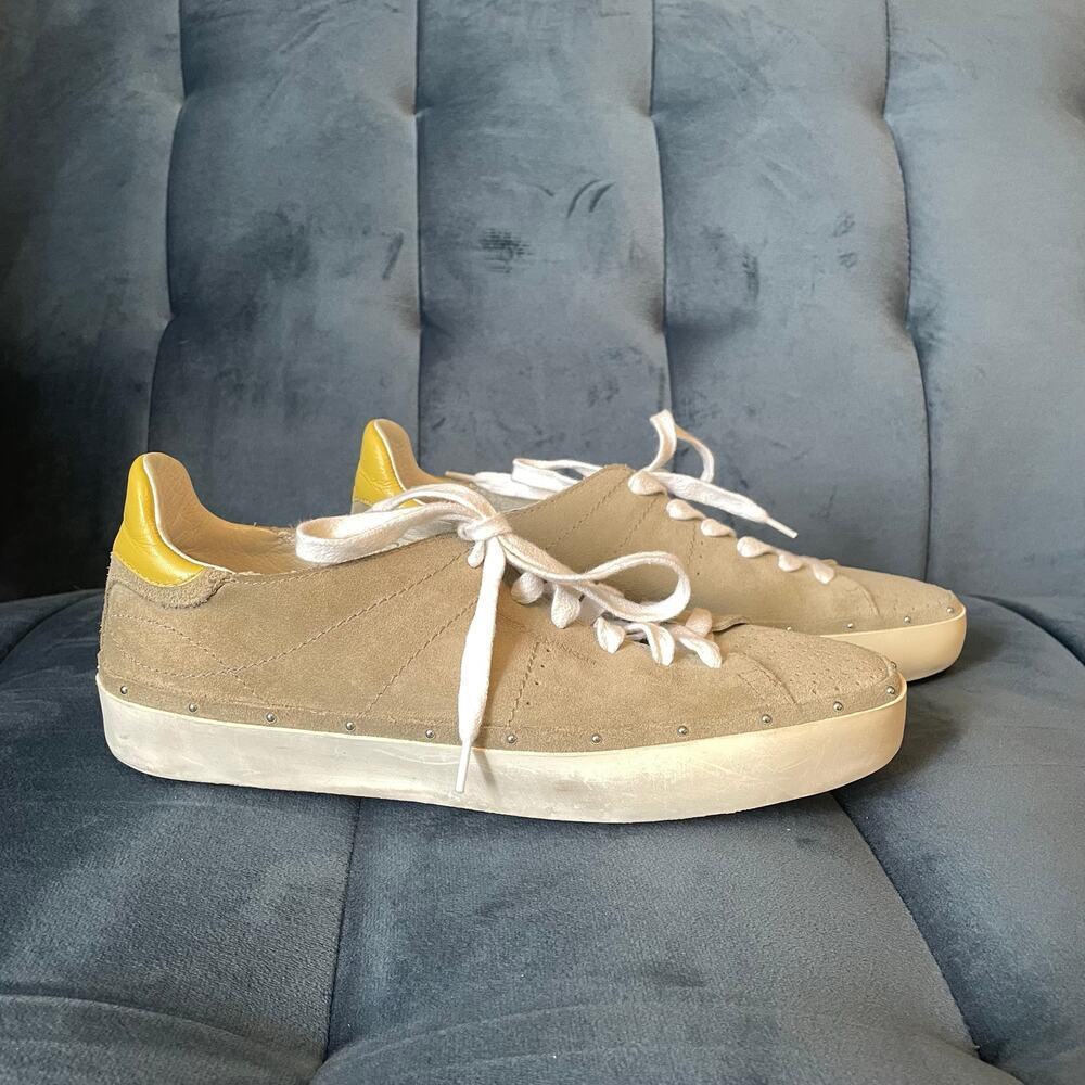 Rebecca Minkoff Michell Shoes Studded Taupe Leather Casual Sneakers U.S. Size 6